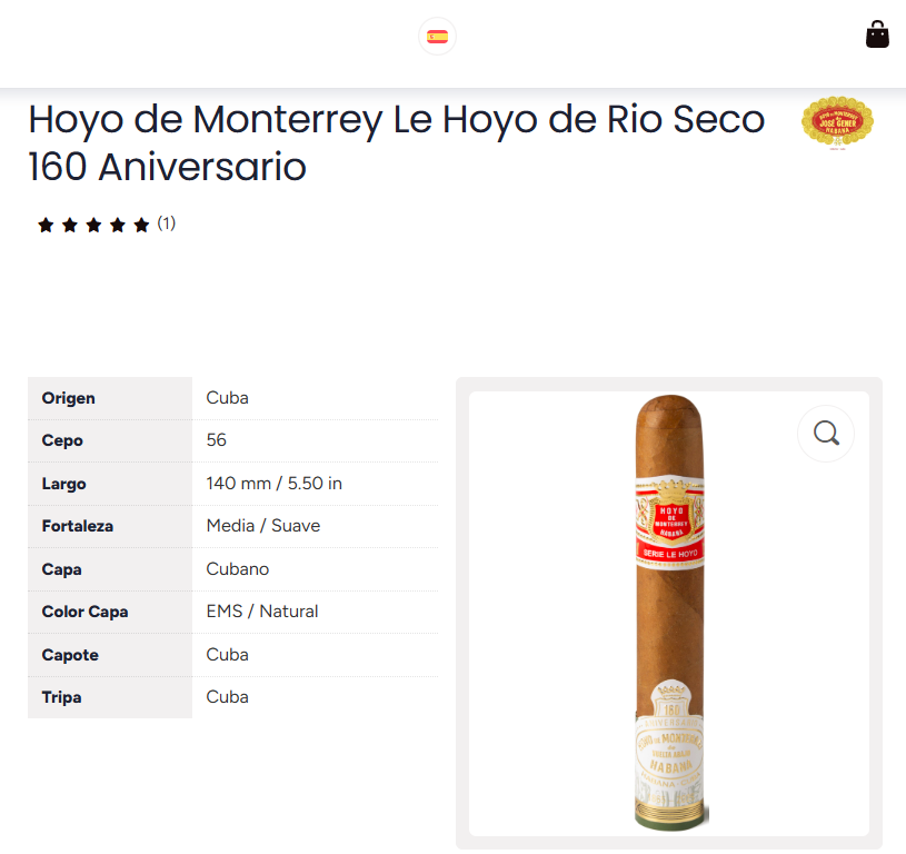 Hoyo de Monterrey Le Hoyo de Rio Seco 160 Aniversario 10s好友德里约赛科160周年限量版10支/盒