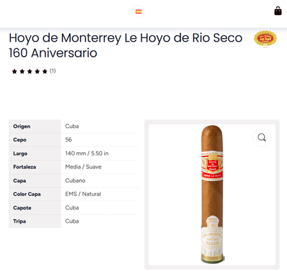 Hoyo de Monterrey Le Hoyo de Rio Seco 160 Aniversario 10s好友德里约赛科160周年限量版10支/盒